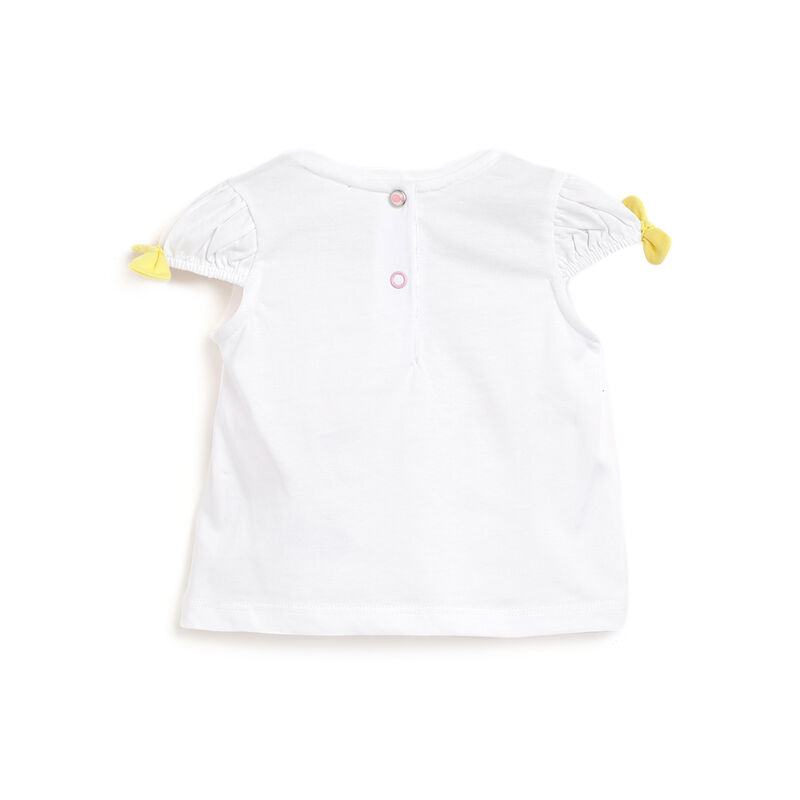Girls White and Pink Printed Outfit with Short Pants image number 1